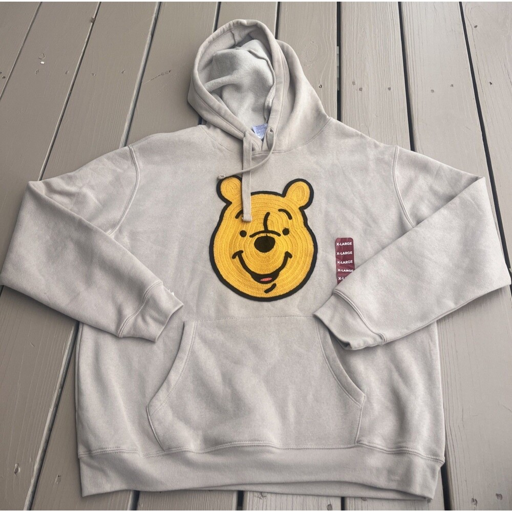 Disney Winnie the Pooh Women's Hooded Pullover Sweatshirt X-Large Tan NEW